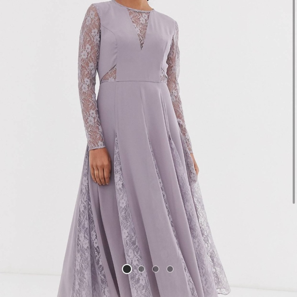 ASOS Midi Dress Lilac Lace Sleeves NWT